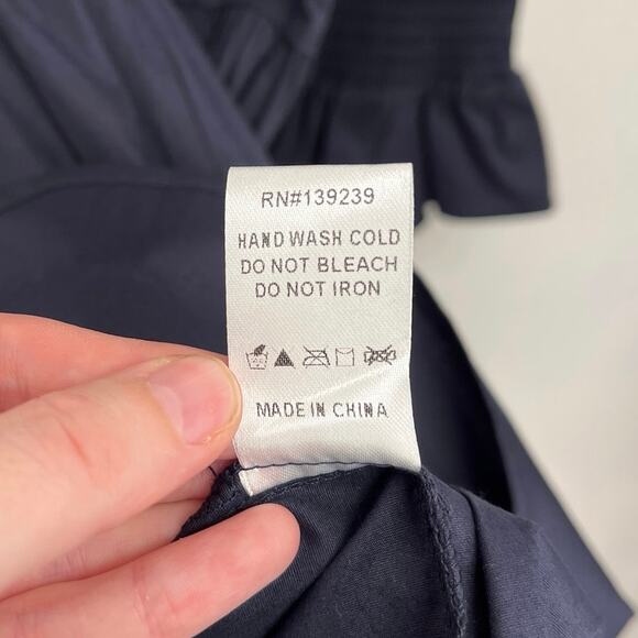 Tuckernuck Pomander Place Navy Cotton Poplin Kenzo Tiered Shift Dress - Large - Picture 10 of 12